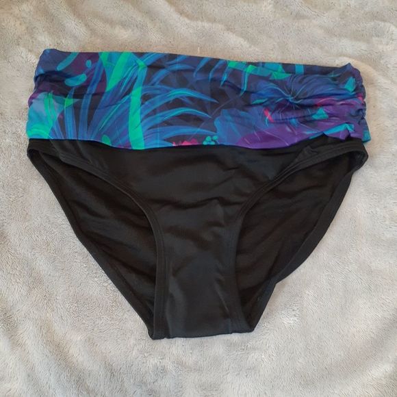 Swimsuits For All Swim Swimsuits For All Black Blue Tropical Leaf